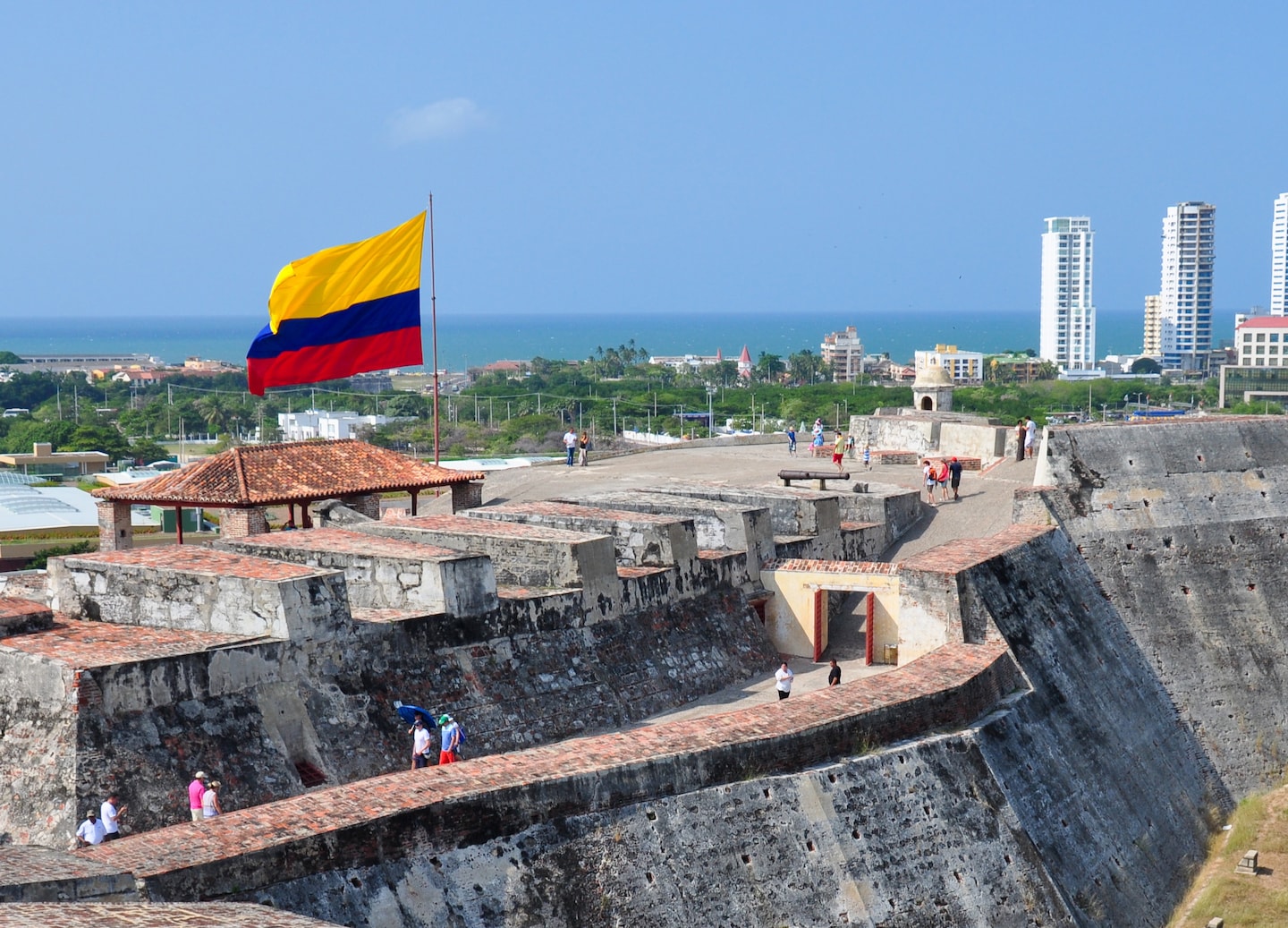 San Felipe’s stone fortress rises above Cartagena, showcasing historic walls built for coastal defense. - Cartagena, Colombia