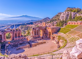 ruins greek theater taormina picturesque mountain