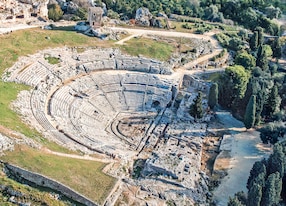 aerial view of greek theatre of syracuse sicily