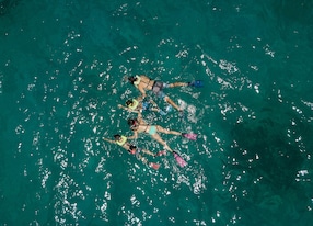 st thomas usvi aerial of family snorkeling