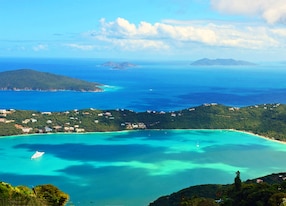 a beautiful view of magen s bay as seen from the mountain top in st thomas virgin islands