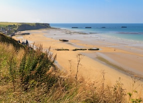 normandy landings remains of artificial port at arromanches les bains france