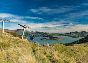 christchurch gondola and the lyttelton port from port hills in new zealand south island