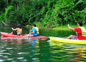 group kayaking river