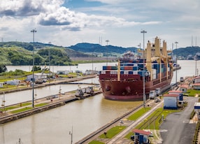 ship crossing panama canal miraflores locks