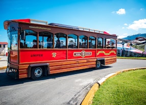 exterior of trolley car in cozumel