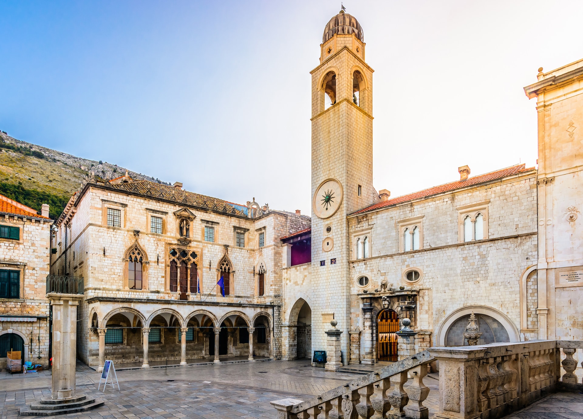 sunrise over old city center town dubrovnik