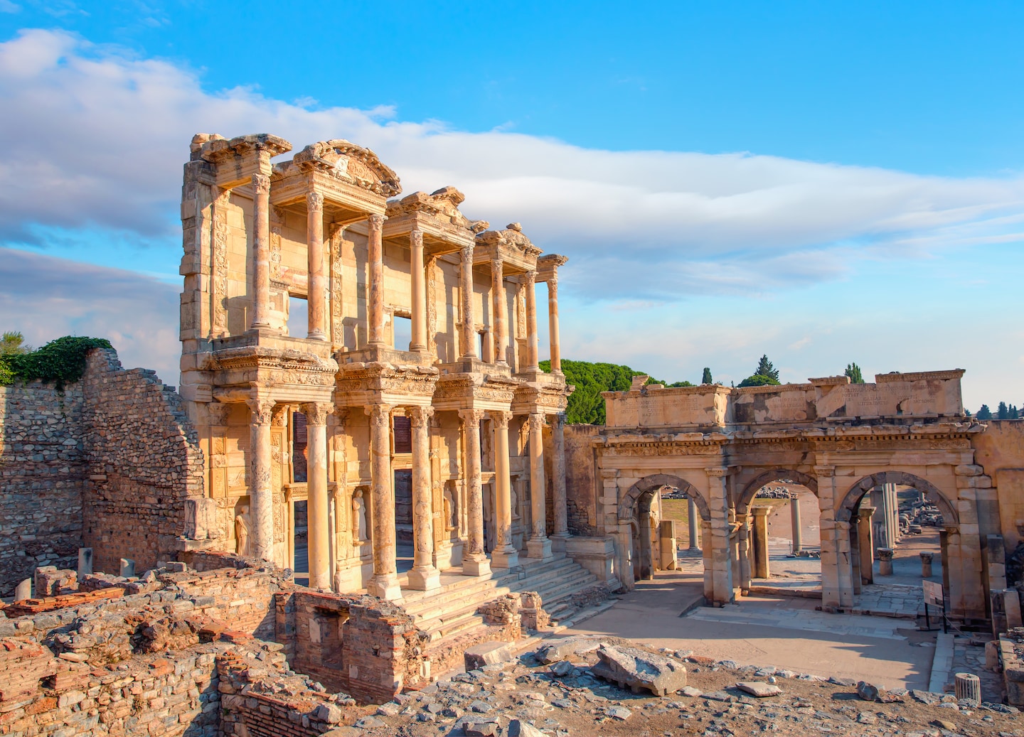 The Library of Celsus showcases stunning Roman architecture and ancient scholarly grandeur in a majestic façade. - Ephesus, Turkey