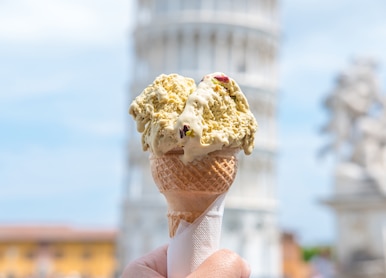 gelato blurred leaning tower pisa one