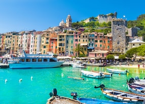 portovenere harbor at boat cinque terre national park liguria italy