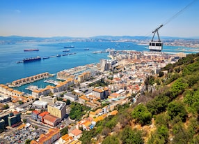 view from the top of the rock of gibraltar on the city
