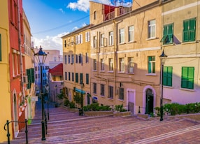 view of a colorful narrow street in gibraltar