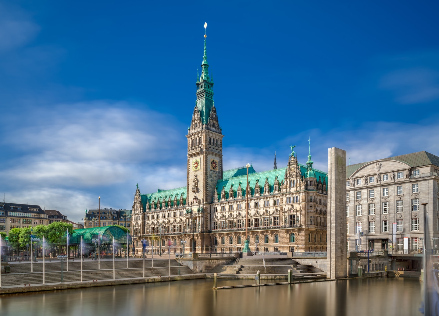 Hamburg’s Rathaus stands tall over Rathausmarkt Square, seen on the Historic Hamburg and Old Elbtunnel Experience. - Hamburg, Germany