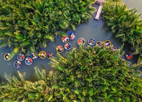 aerial view tourists from china korea america and russia are relax and experiencing a basket
