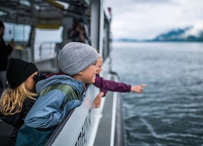 alaska juneau tour kids children watching whales from boat