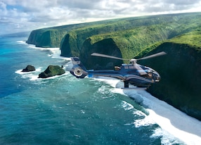 helicopter over the ocean