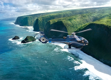 helicopter over the ocean