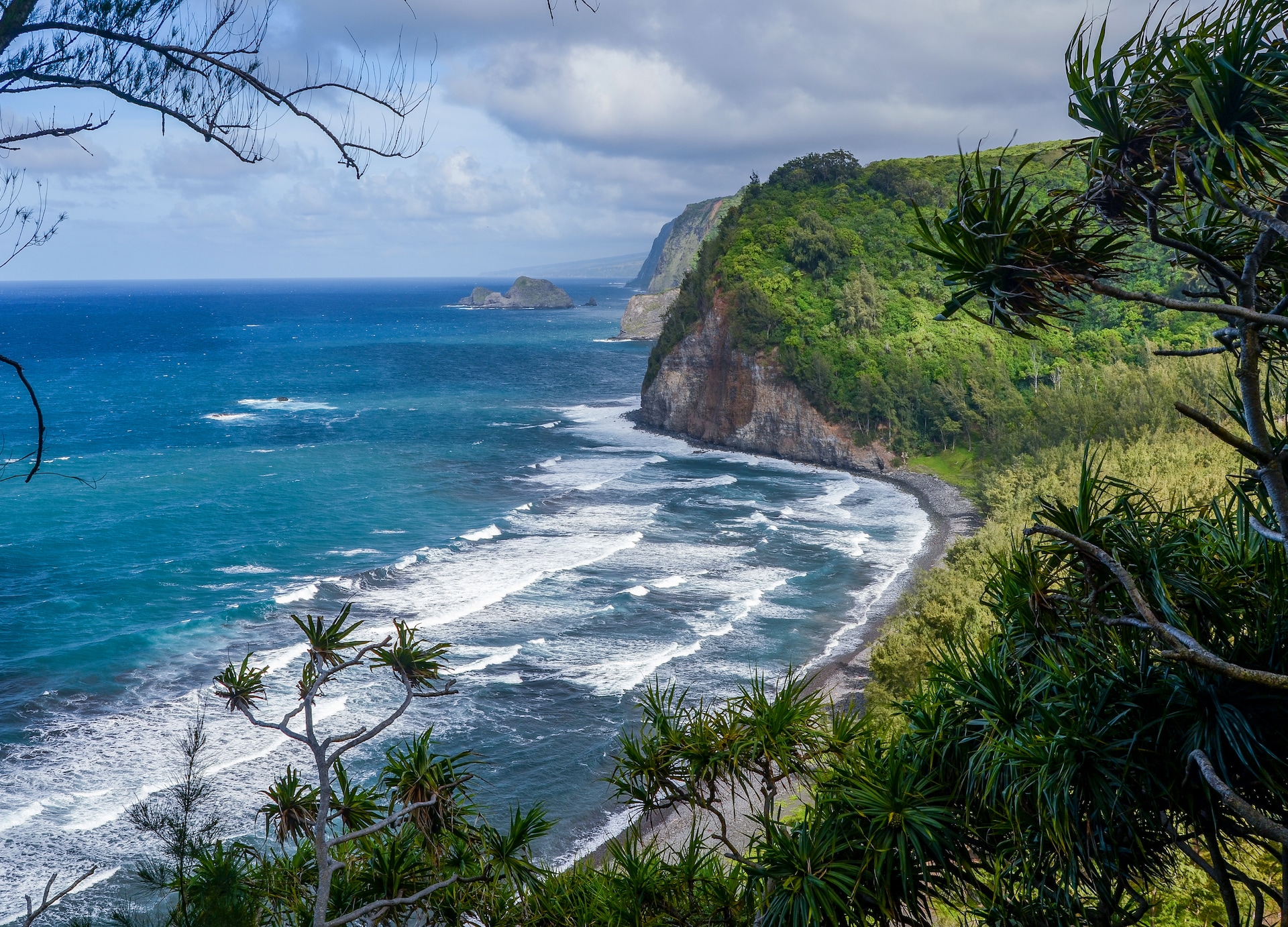 gorgeous view overlooking pololu valley beach on a windy day big island hawaii usa