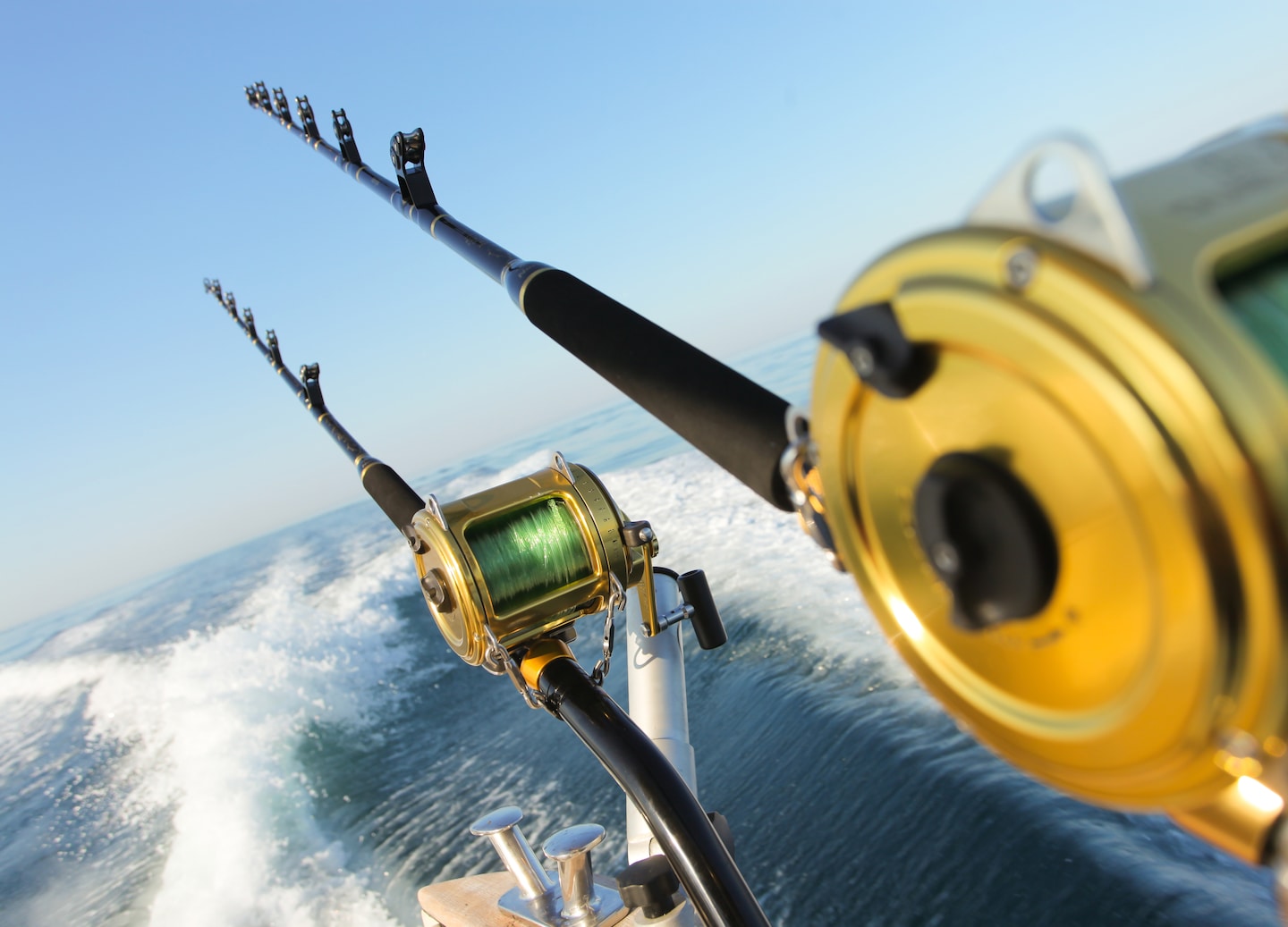 Polished fishing reels and rods stand ready for deep‑sea action. - Juneau, Alaska