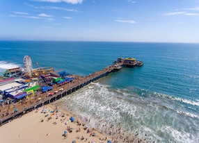 aerial view of santa monica pier california usa
