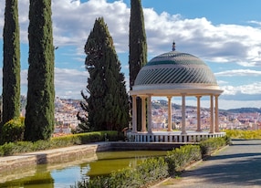 historical gazebo conception garden jardin la concepcion in malaga spain