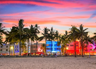 miami beach florida usa on ocean drive at sunset