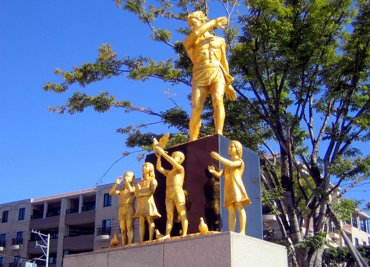 Peace Park memorial honors Nagasaki schoolchildren and teachers lost. - Nagasaki, Japan