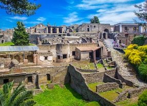 panoramic view of the ancient city of pompeii with houses and streets pompeii is an ancient roman