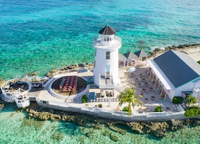 aerial pearl island lighthouse bahamas