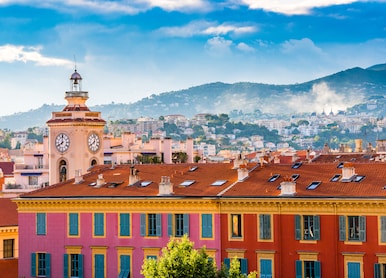 clock tower in port lympia old town nice france