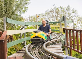 Sky Explorer Bobsled Raggamuffin and Dunns River Falls Man Closeup