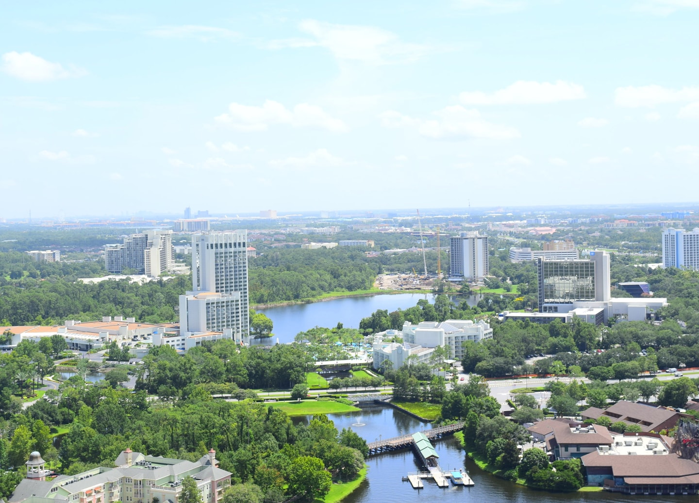 Aerial view of Universal CityWalk with shops, attractions, and pedestrian walkways. - Orlando, Florida