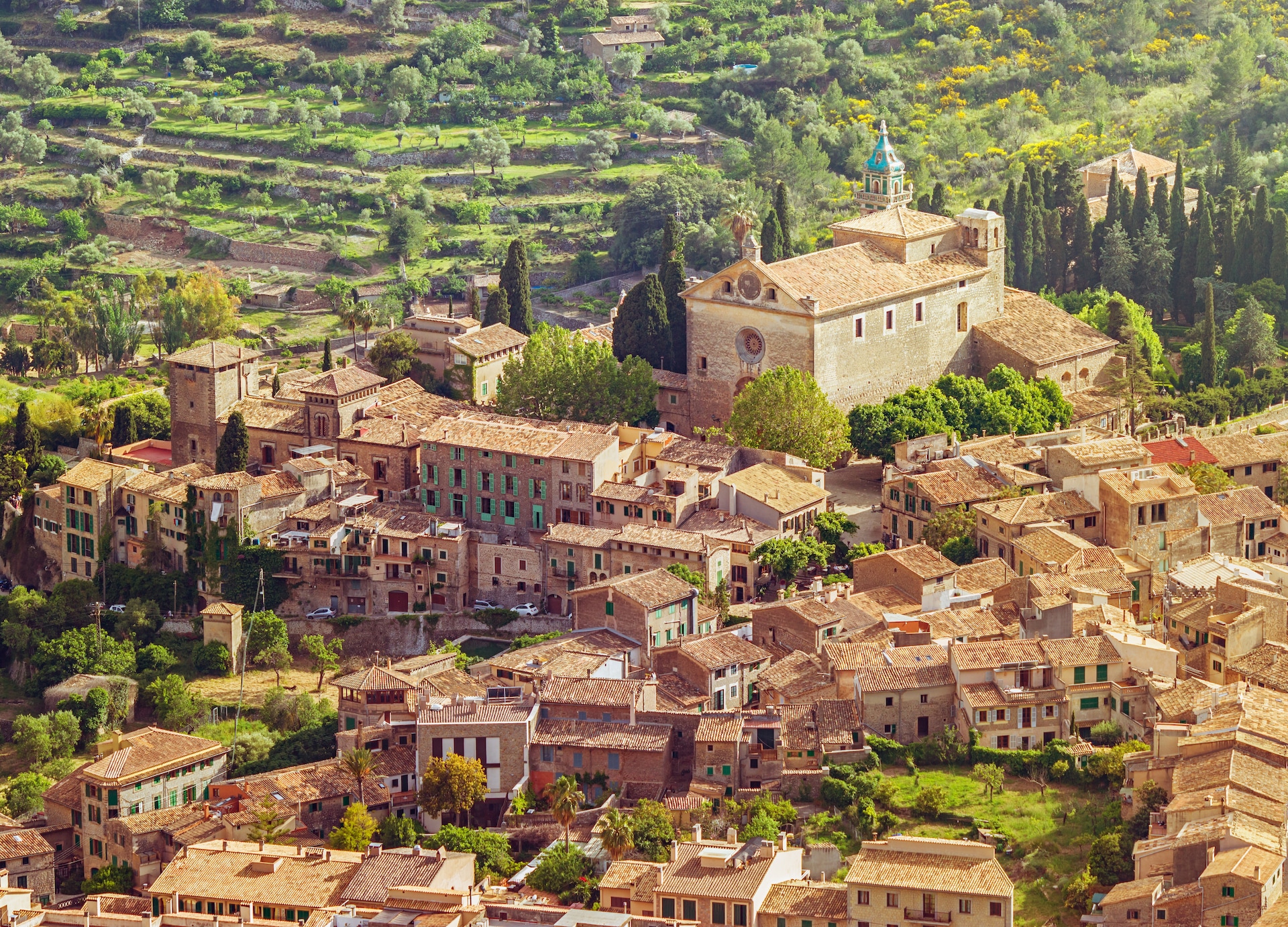 valldemossa charterhouse carthusian monastery aerial view in majorca famous traveling destination