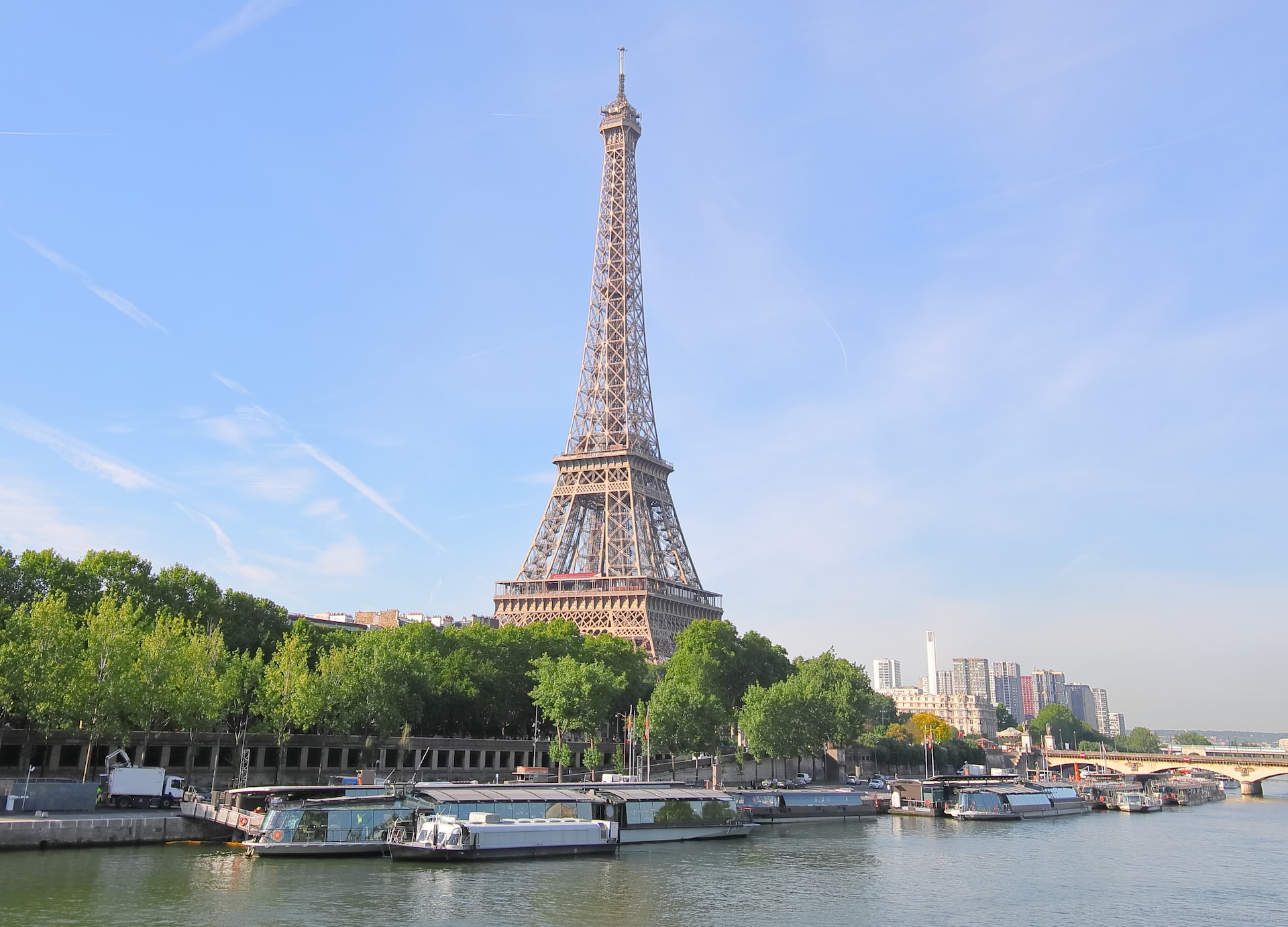 eiffel tower and river seine cityscape paris france