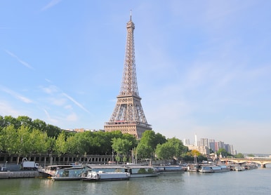 eiffel tower and river seine cityscape paris france