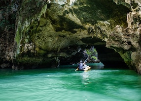 in the grotto by kayak the islands in phang nga bay thailand