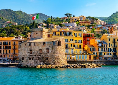 italian castle by the sea castello di rapallo in the italian riviera portofino area genova