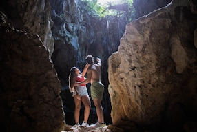 catamaran cruise to los haitises mangrove and taino caves expedition couple posing