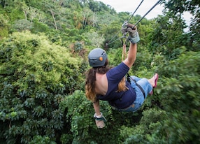 zipline canopy jungle woman