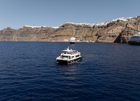 Santorini Cruises and Swim Red Beach and Hot Springs with Lunch Degu Boat