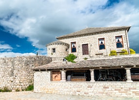 view of lekuresi castle in saranda south albania