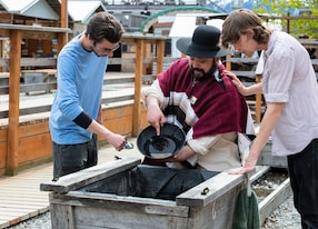 Gold Fever Alaskan Sled Dogs gold panning with guests