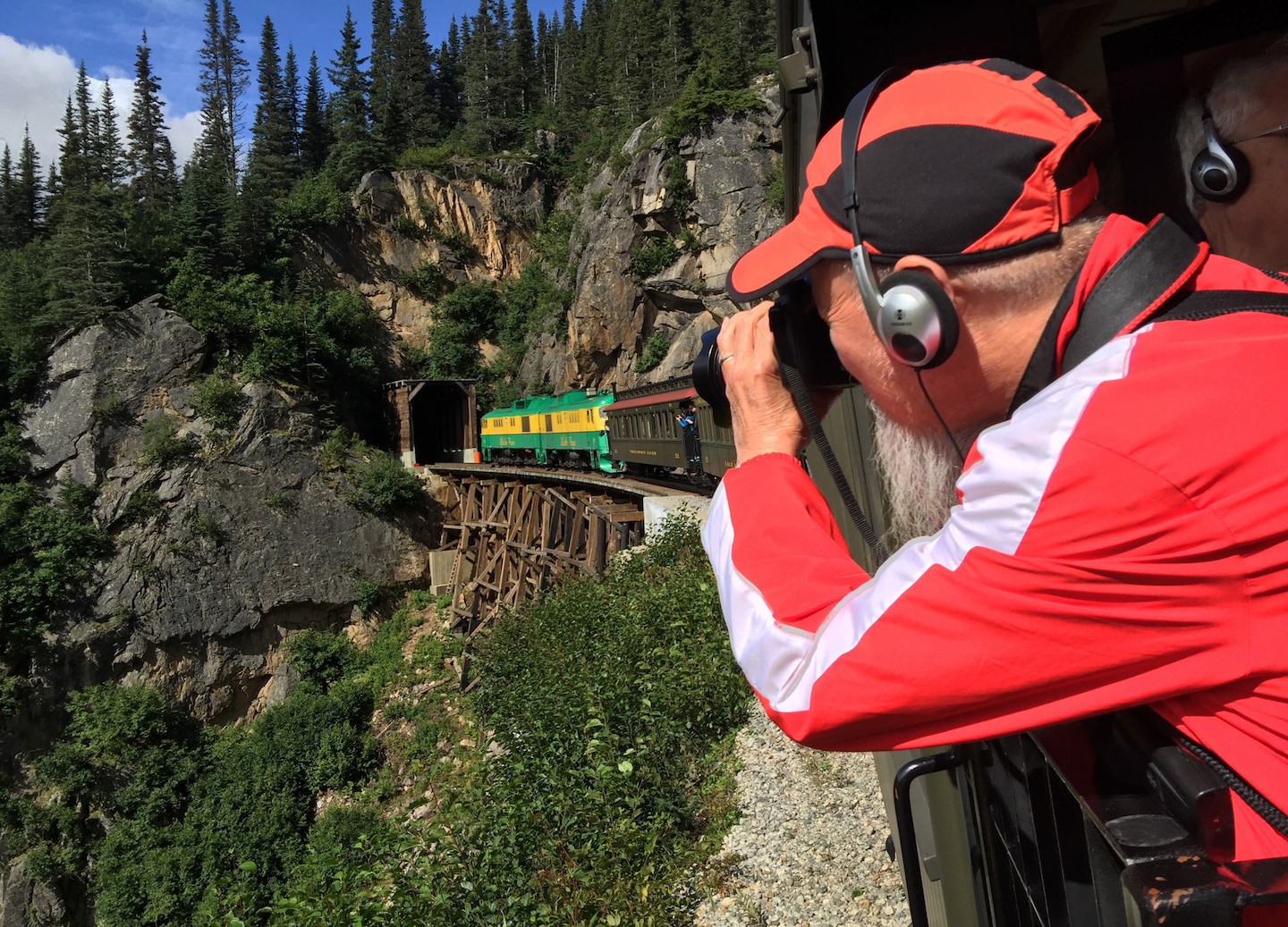 Train climbs White Pass beside Klondike Highway. - Skagway, Alaska