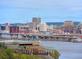 saint john city skyline from the wolastoq park saint john new brunswick canada