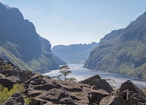 gloppedalsura is a gigantic field of boulders located on a moraine and a much admired attraction