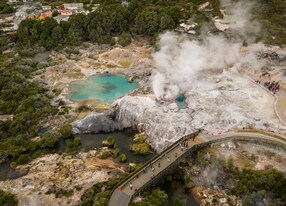 hells gate geothermal park nature natural water lake steam new zealand