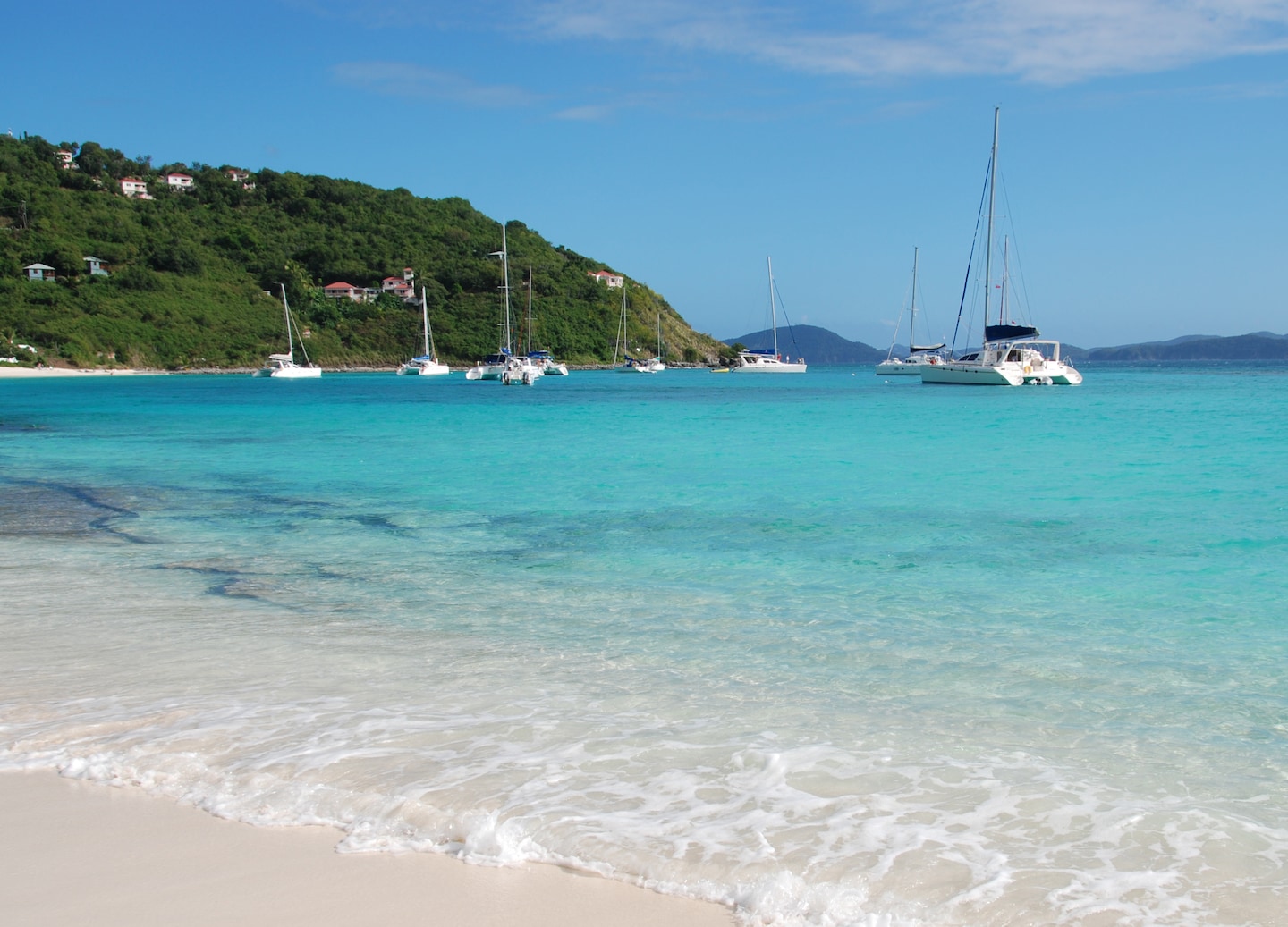 A pristine white‑sand beach meets calm turquoise water on Jost Van Dyke in the British Virgin Islands. - Tortola, British Virgin Islands 