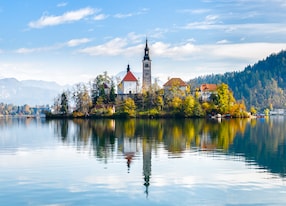 lake bled slovenia beautiful mountain lake with small pilgrimage church most famous slovenian