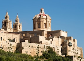 view to the walls and buildings of malta s historical old capital mdina