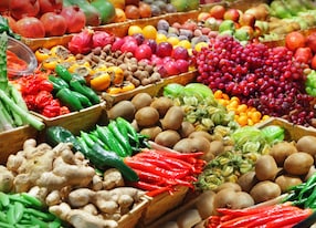 fruits and vegetables at a farmers market